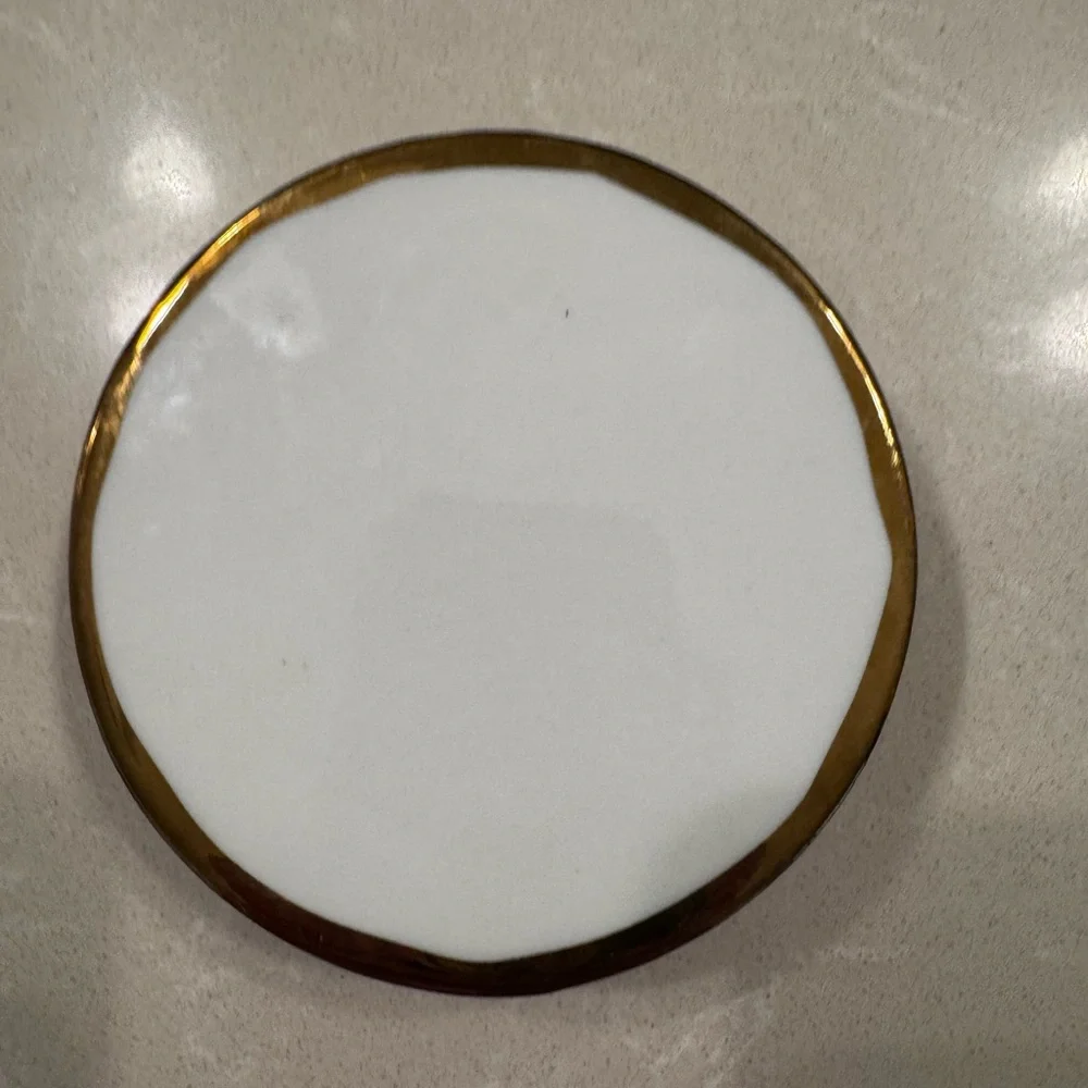 West Elm Williams Sonoma White and Gold Coaster